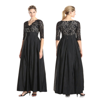 Premium polyester factory directly selling fashion women short sleeve modest patterns Casual black lace Dresses